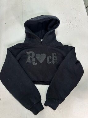 Kids Black Rock Cheer Cropped Hoodie